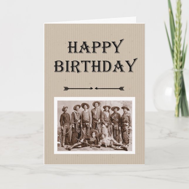 Carte Anniversaire de Gang Vintage Cowboys Fun (Devant)