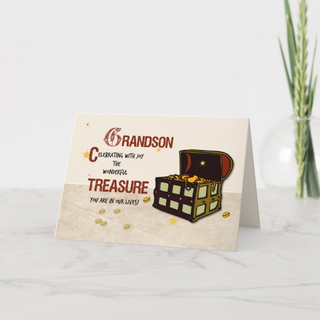 Carte Anniversaire de Grandson au trésor de pirate (Devant)