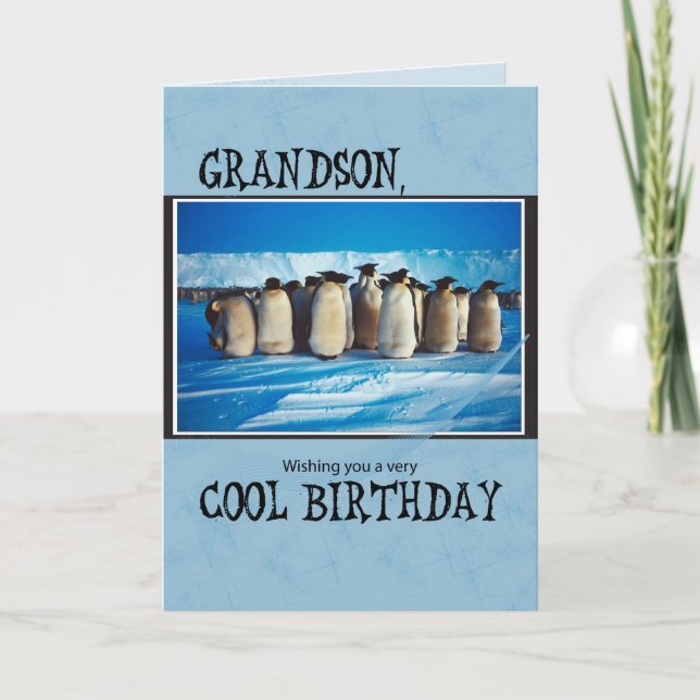 Carte Anniversaire de Grandson, Penguins (Devant)