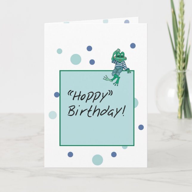 Carte Anniversaire de grenouille portant un jean (Devant)