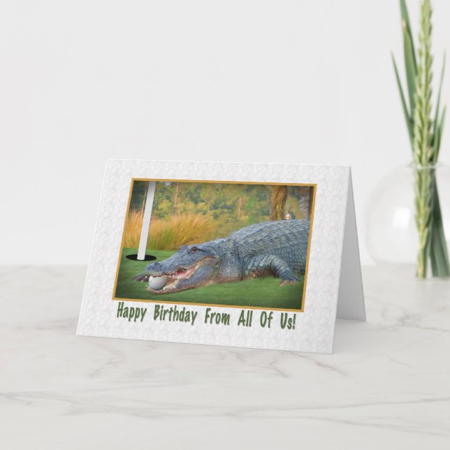 Carte Anniversaire De Groupe, Golf, Alligator (Devant)