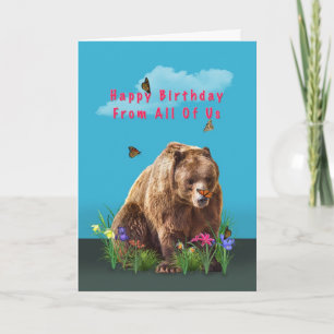 Carte Anniversaire, De Groupe, Ours et Papillons