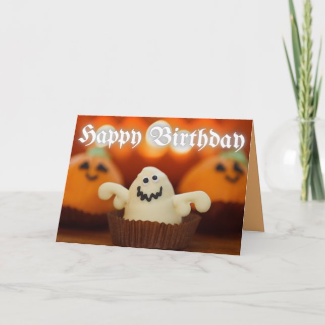Carte Anniversaire de Halloween Cupcake (Devant)