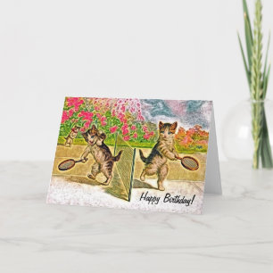 Carte Anniversaire de Kitties jouant au tennis