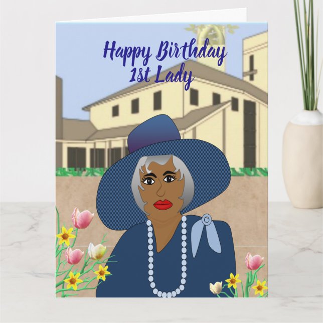 Carte Anniversaire de la 1ère dame afro-américaine (Devant)
