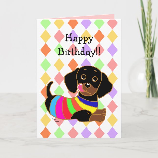 Carte Anniversaire de la bande dessinée 2 de teckel (Devant)