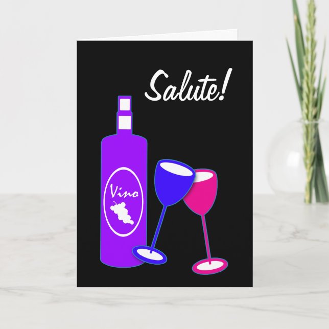 Carte Anniversaire De La Bouteille De Vin Et Des Lunette (Devant)