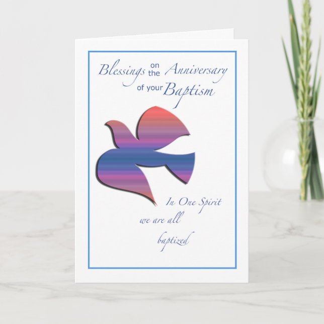 Carte Anniversaire de la colombe du baptême (Devant)