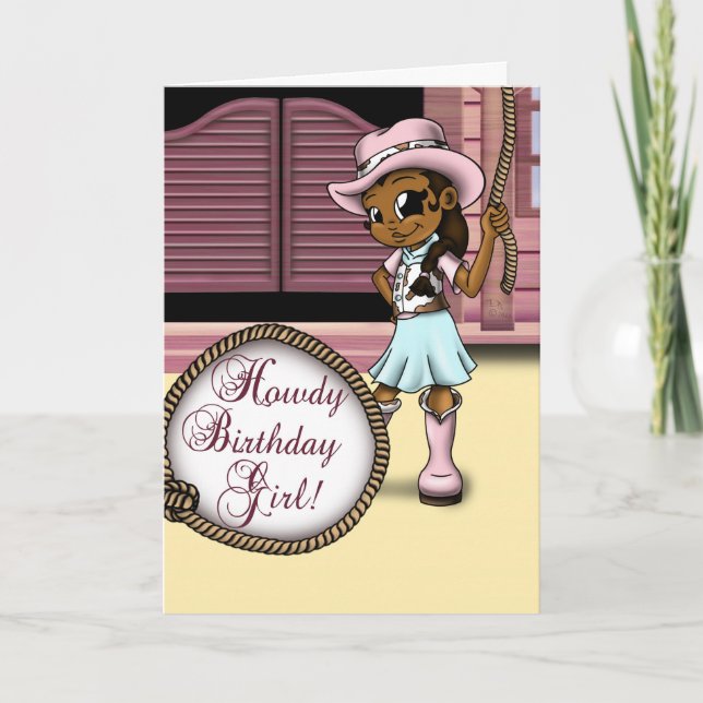 Carte Anniversaire de la Cowgirl afro-américaine (Devant)