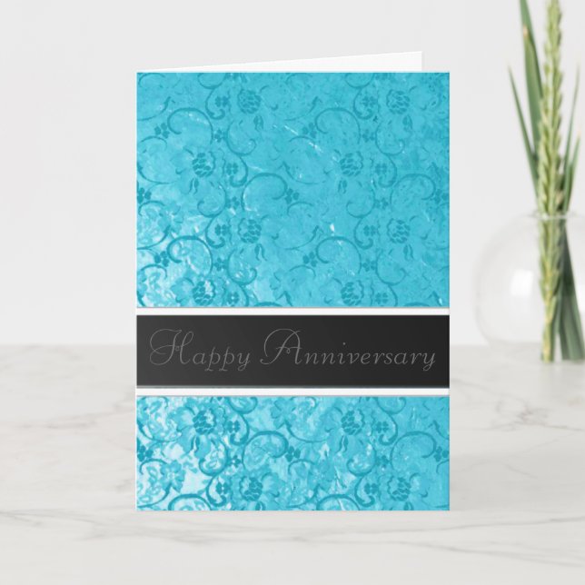 Carte Anniversaire de la dentelle bleue (Devant)