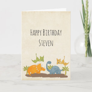 Carte Anniversaire de la faune préhistorique des Dinosau