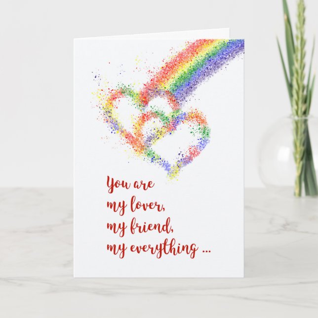 Carte Anniversaire de la femme lesbienne Beaux Coeurs ar (Devant)
