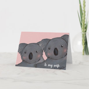 Carte anniversaire de la femme rose koala