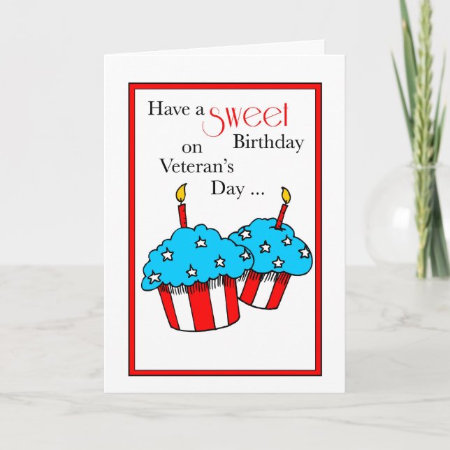 Carte Anniversaire de la fête des vétérans gâteaux sucré (Devant)