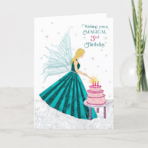 Carte Anniversaire de la fille 3 Bougies d'éclairage fée