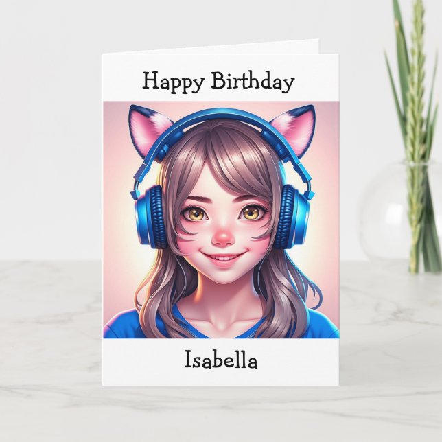 Carte Anniversaire de la fille à thème Anime | Page Coul (Devant)