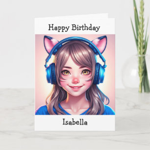 Carte Anniversaire de la fille à thème Anime   Page Coul