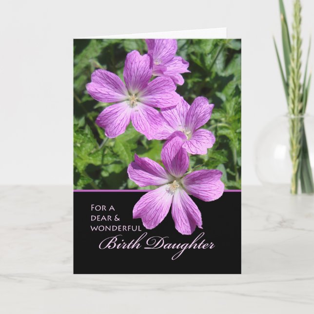 Carte Anniversaire de la fille de naissance, Cranesbill  (Devant)