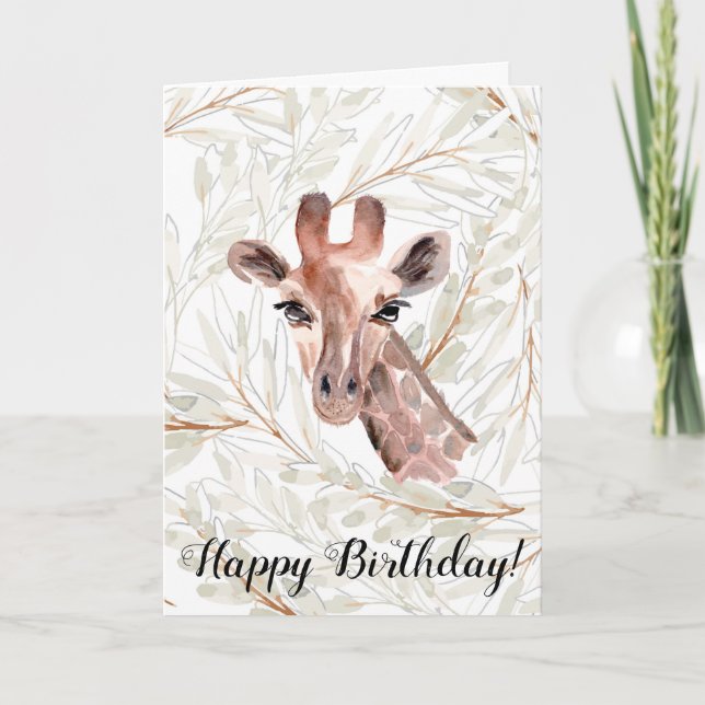 Carte Anniversaire de la Girafe d'Aquarelle (Devant)