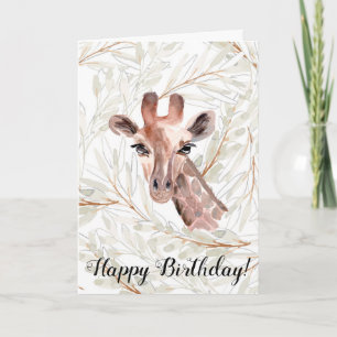 Carte Anniversaire de la Girafe d'Aquarelle
