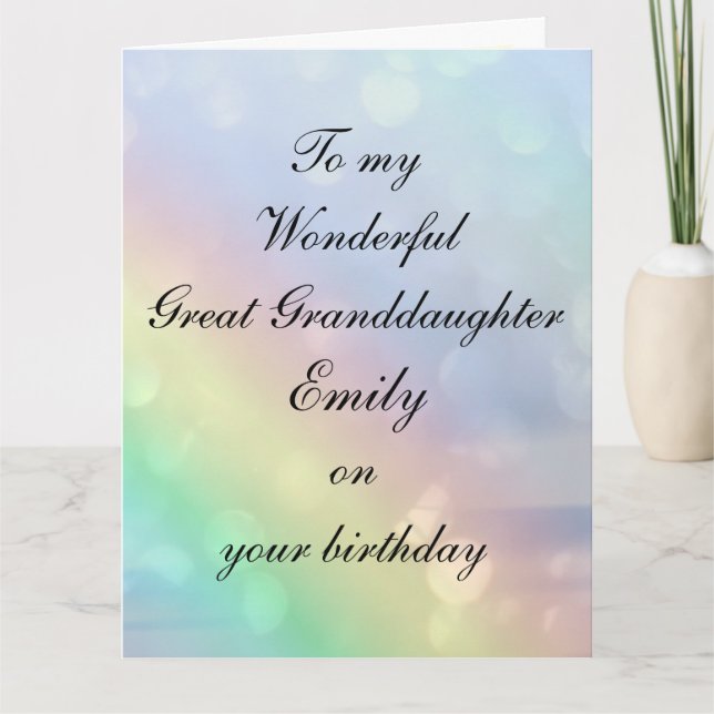 Carte Anniversaire de la grande petite-fille personnalis (Devant)