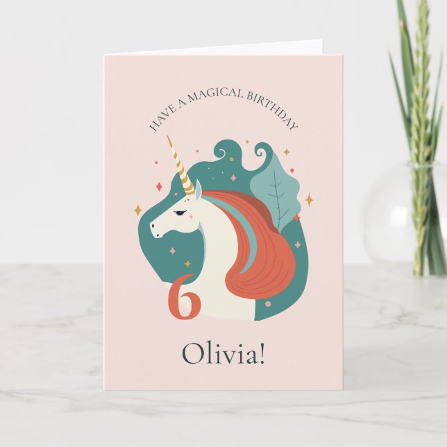 Carte Anniversaire de la licorne magique (Devant)