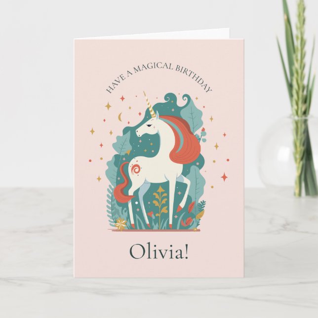 Carte Anniversaire de la licorne magique (Devant)