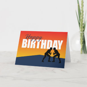 Carte Anniversaire de la lutte sur l'Athlète Bleu et Ora