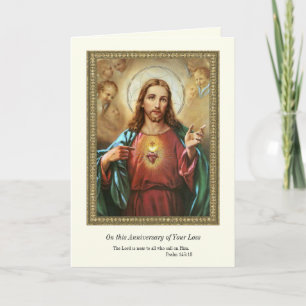 Carte Anniversaire de la mort Perte aimé Sacred Heart