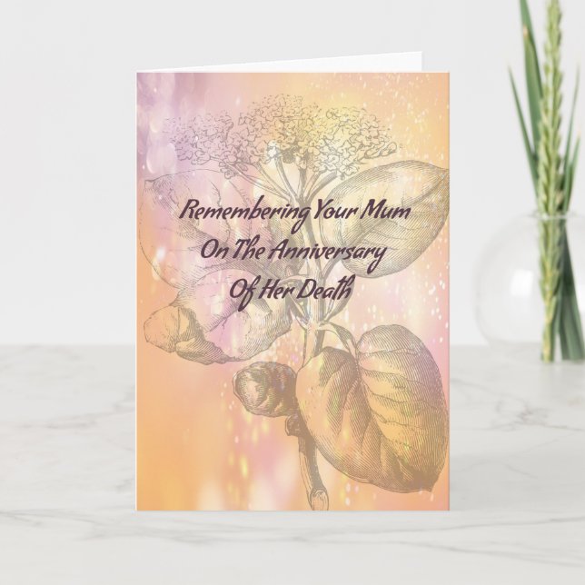 Carte anniversaire de la mort pour maman en or (Devant)