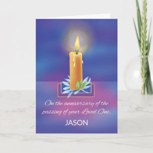 Carte Anniversaire de la perte d'amour une bougie religi