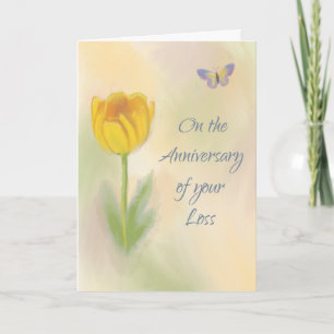 Carte Anniversaire de la perte d'aquarelle Flower avec p