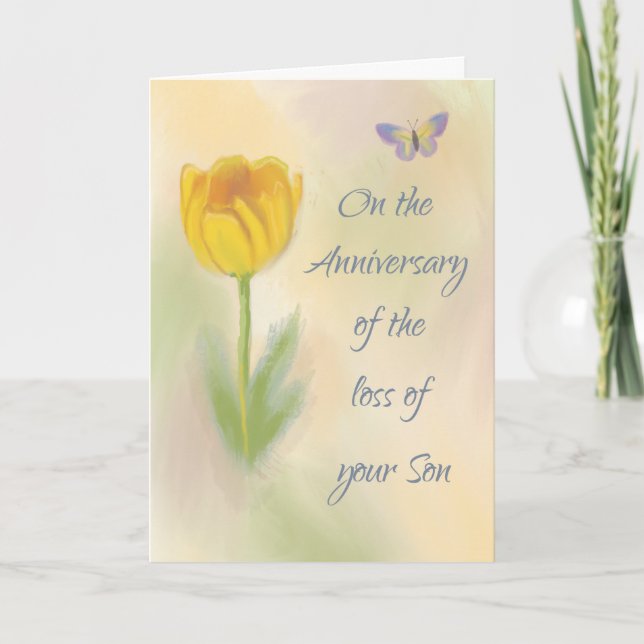 Carte Anniversaire de la perte de Fleur d'aquarelle Son (Devant)