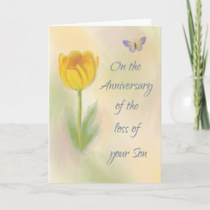 Carte Anniversaire de la perte de Fleur d'aquarelle Son