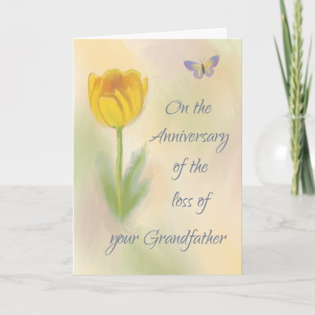 Carte Anniversaire de la perte de Grandpa Fleur aquarell (Devant)