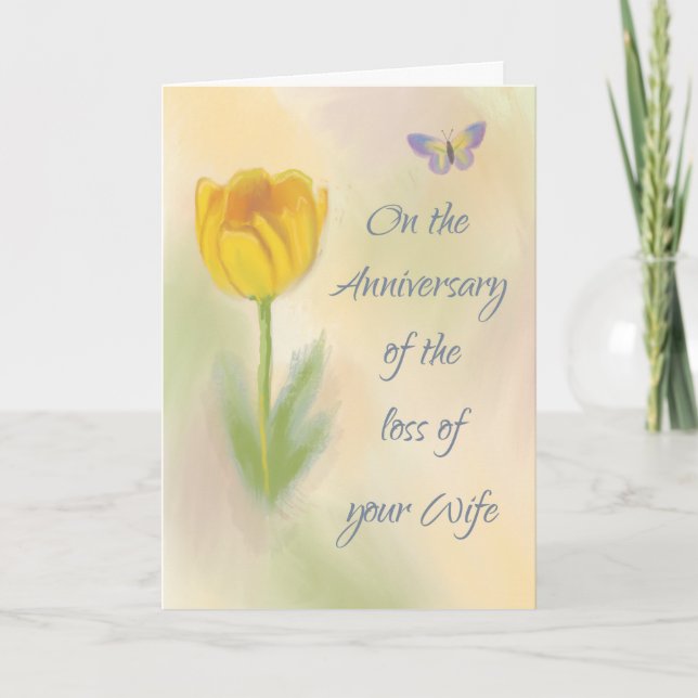 Carte Anniversaire de la perte de la femme Fleur d'aquar (Devant)