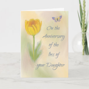 Carte Anniversaire de la perte de la fille Fleur d'aquar