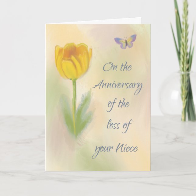 Carte Anniversaire de la perte de la Nièce Aquarelle Flo (Devant)
