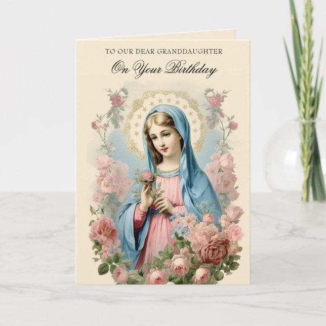 Carte Anniversaire de la petite-fille Écriture florale r (Devant)