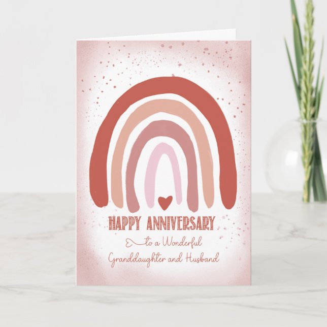 Carte Anniversaire de la petite-fille et du mari rose pâ (Devant)