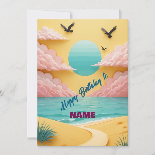 Carte Anniversaire de la plage tropicale (Devant)