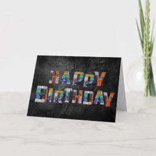 Carte anniversaire de la plaque d'immatriculation rétro