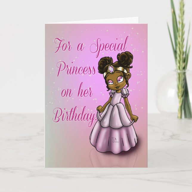 Carte Anniversaire de la princesse africaine américaine (Devant)