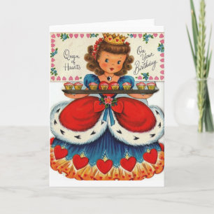 Carte Anniversaire De La Reine Des Coeurs Rétro vintage
