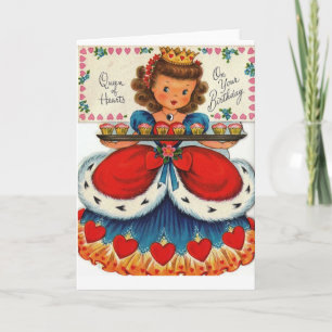 Carte Anniversaire De La Reine Des Coeurs Rétro vintage