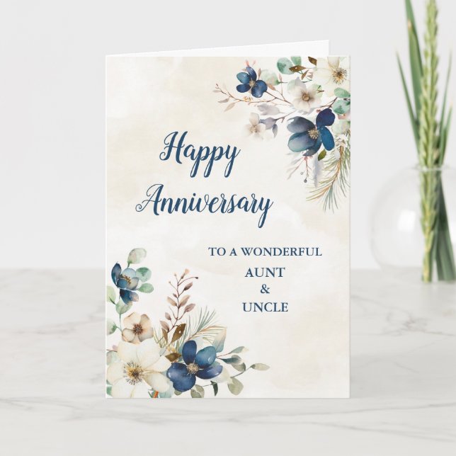 Carte Anniversaire de la tante bleue et de l'oncle Maria (Devant)