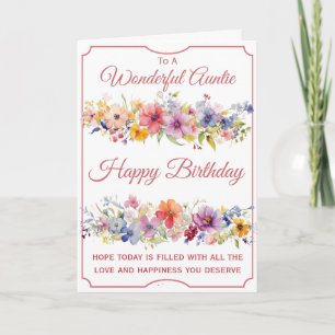 Carte Anniversaire de la tante Fleur sauvage Florale