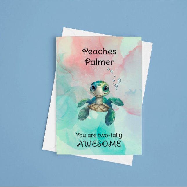 Carte Anniversaire de la tortue de deux ans (Créateur téléchargé)