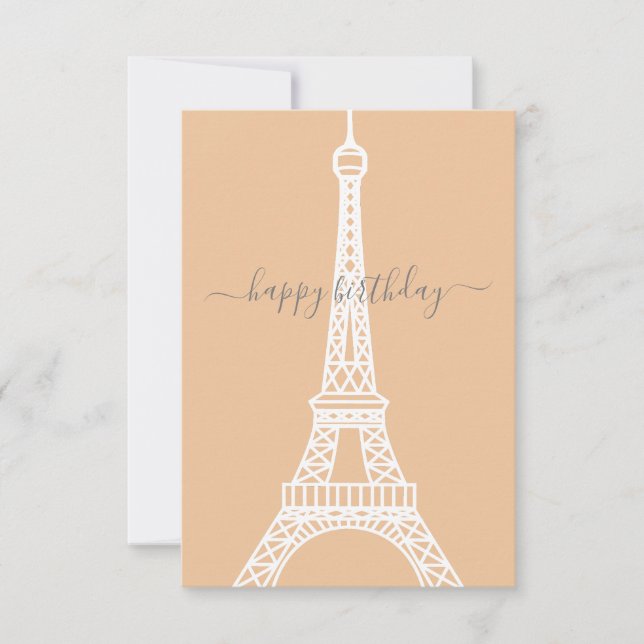 Carte Anniversaire de la tour Eiffel blanche moderne (Devant)