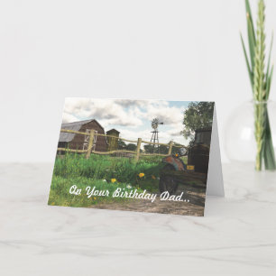 Carte Anniversaire de la vieille grange rouge et du cami